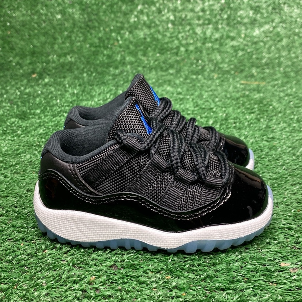 Jordan Kids Black White Blue Low Top Sneakers